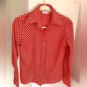 Vintage Red Polka Dot Button-Up Shirt